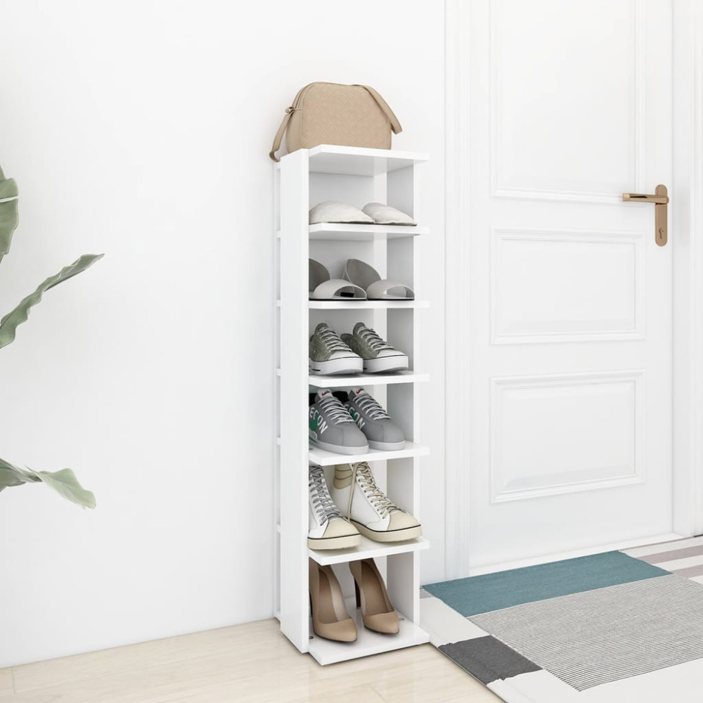 Produktbild för Skoskåp vit 27,5x27x102 cm konstruerat trä