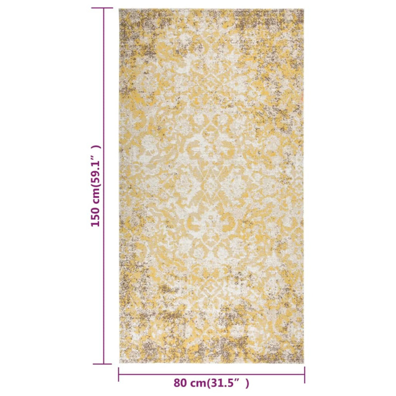 Produktbild för Utomhusmatta plattvävd 80x150 cm gul