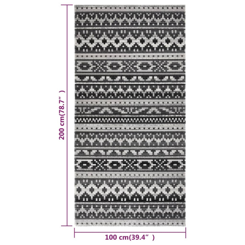 Produktbild för Utomhusmatta plattvävd 100x200 cm mörkgrå