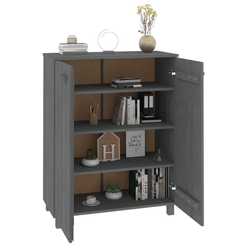 Produktbild för Skoskåp HAMAR mörkgrå 85x40x108 cm massiv furu