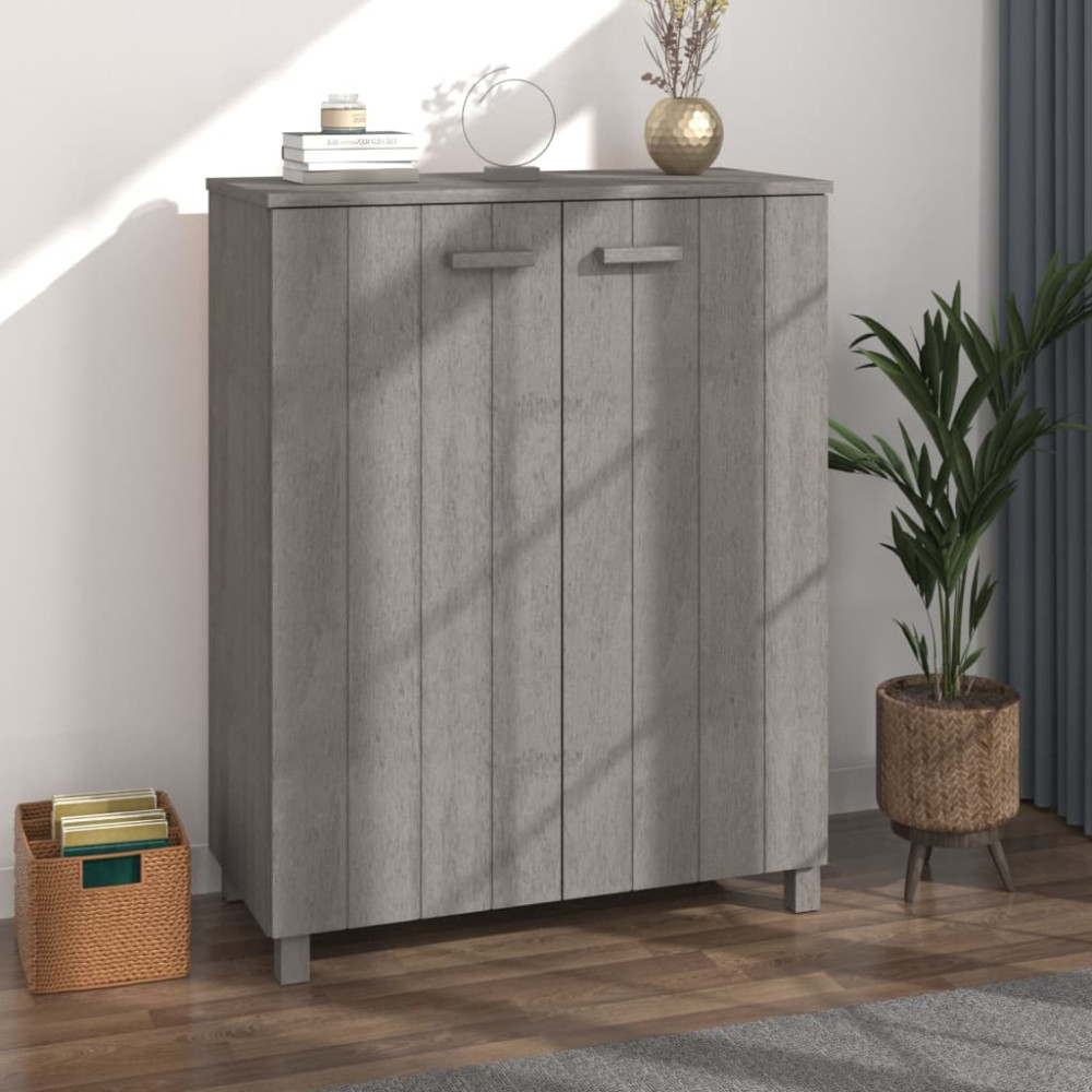 Produktbild för Skoskåp HAMAR ljusgrå 85x40x108 cm massiv furu