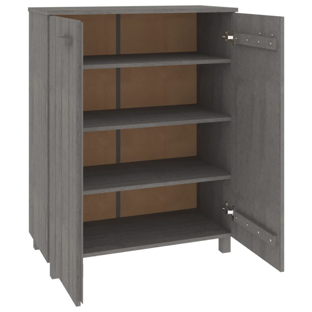 Produktbild för Skoskåp HAMAR ljusgrå 85x40x108 cm massiv furu