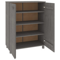 Produktbild för Skoskåp HAMAR ljusgrå 85x40x108 cm massiv furu