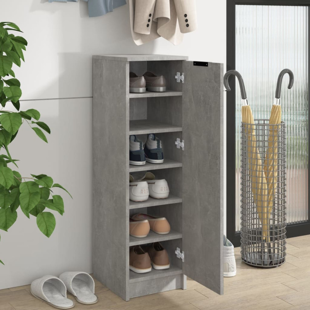 Produktbild för Skoskåp betonggrå 30x35x100 cm konstruerat trä