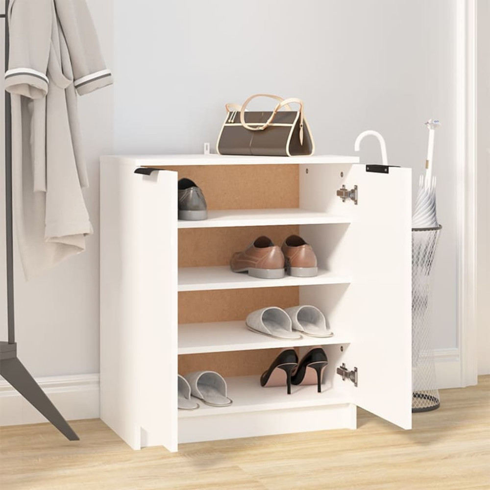 Produktbild för Skoskåp vit 59x35x70 cm konstruerat trä