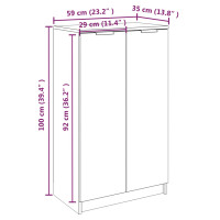 Produktbild för Skoskåp vit högglans 59x35x100 cm konstruerat trä