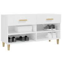 Produktbild för Skoskåp vit högglans 102x35x55 cm konstruerat trä
