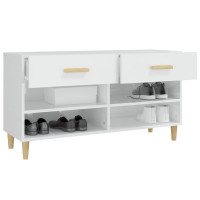 Produktbild för Skoskåp vit högglans 102x35x55 cm konstruerat trä