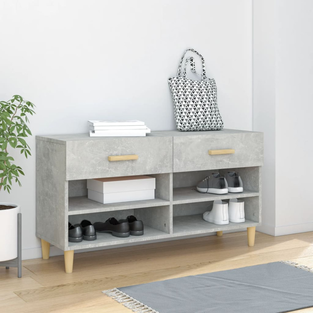 Produktbild för Skoskåp betonggrå 102x35x55 cm konstruerat trä