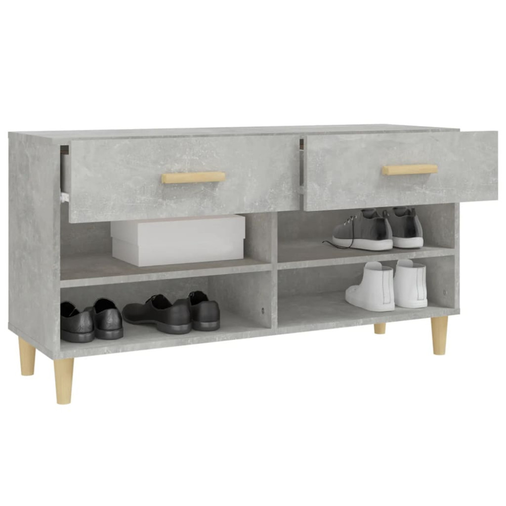Produktbild för Skoskåp betonggrå 102x35x55 cm konstruerat trä