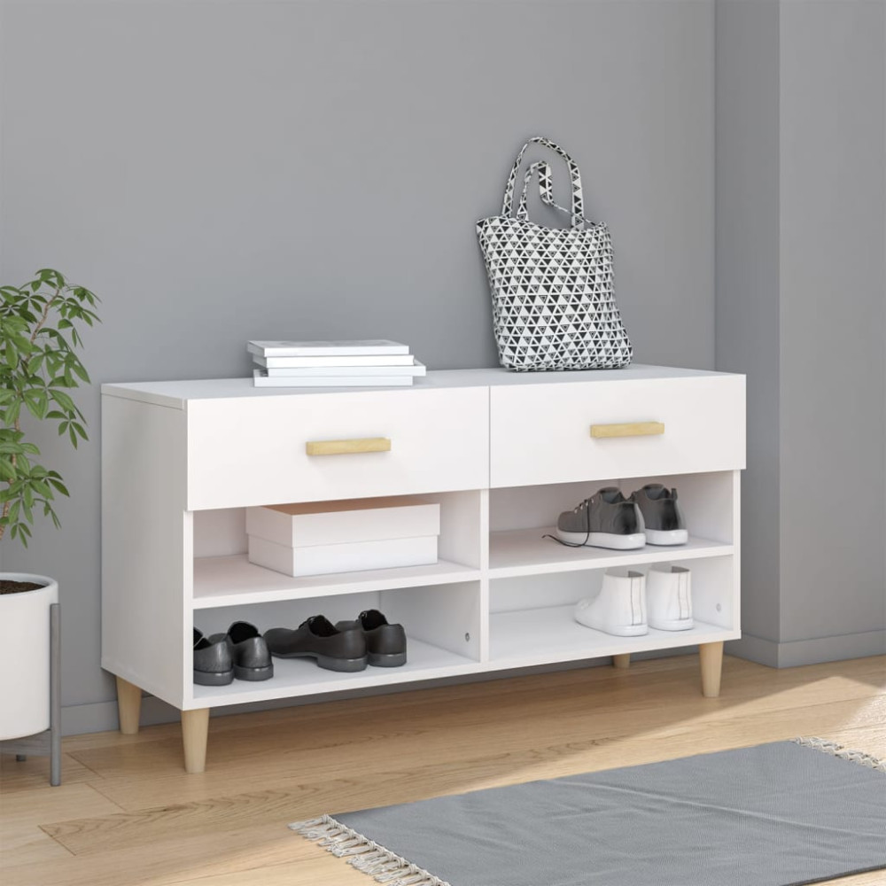 Produktbild för Skoskåp vit 102x35x55 cm konstruerat trä