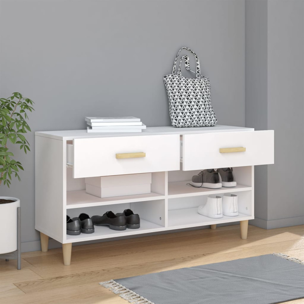 Produktbild för Skoskåp vit 102x35x55 cm konstruerat trä