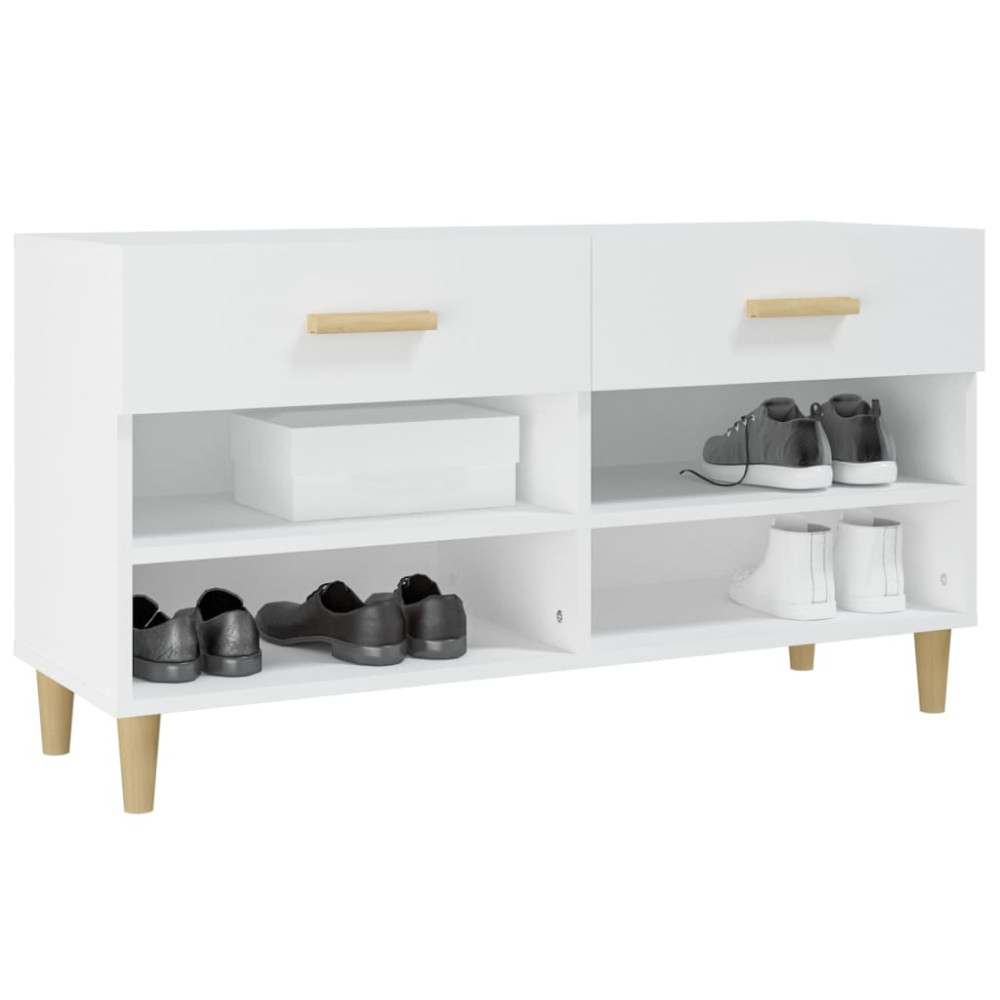 Produktbild för Skoskåp vit 102x35x55 cm konstruerat trä
