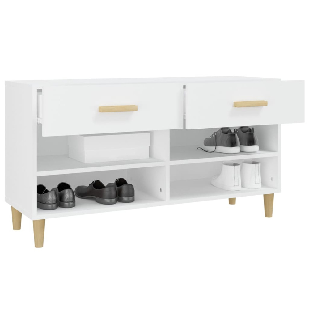Produktbild för Skoskåp vit 102x35x55 cm konstruerat trä