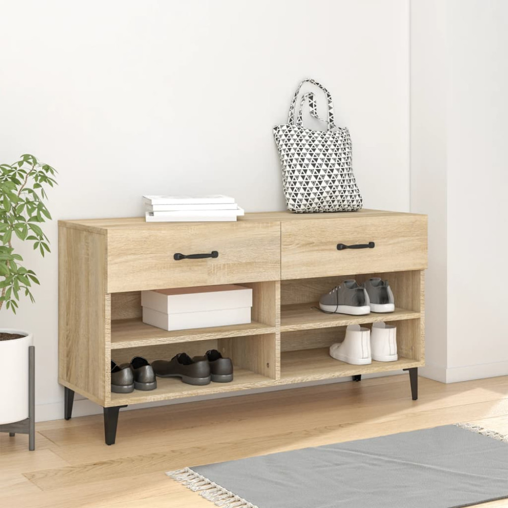 Produktbild för Skoskåp sonoma-ek 102x35x55 cm konstruerat trä