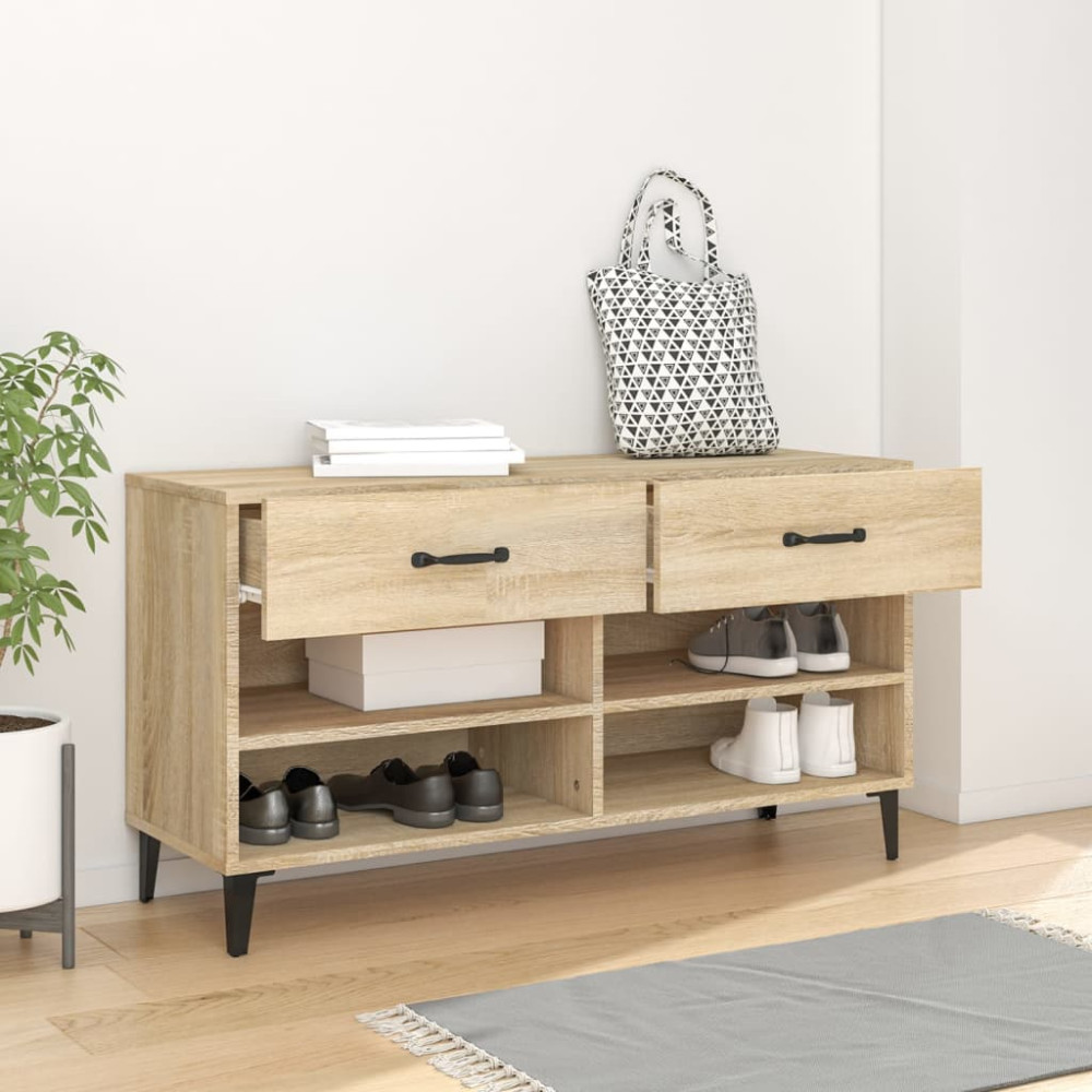 Produktbild för Skoskåp sonoma-ek 102x35x55 cm konstruerat trä