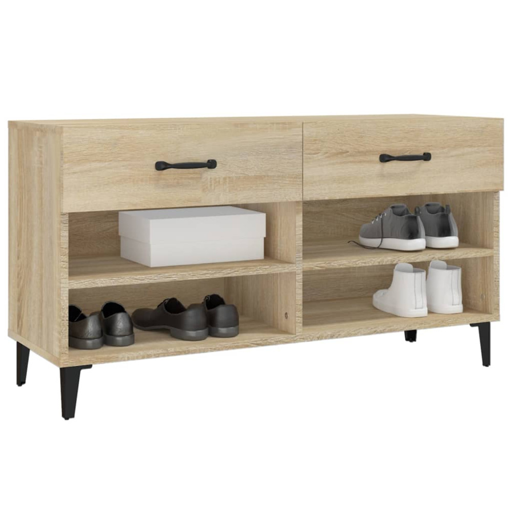 Produktbild för Skoskåp sonoma-ek 102x35x55 cm konstruerat trä