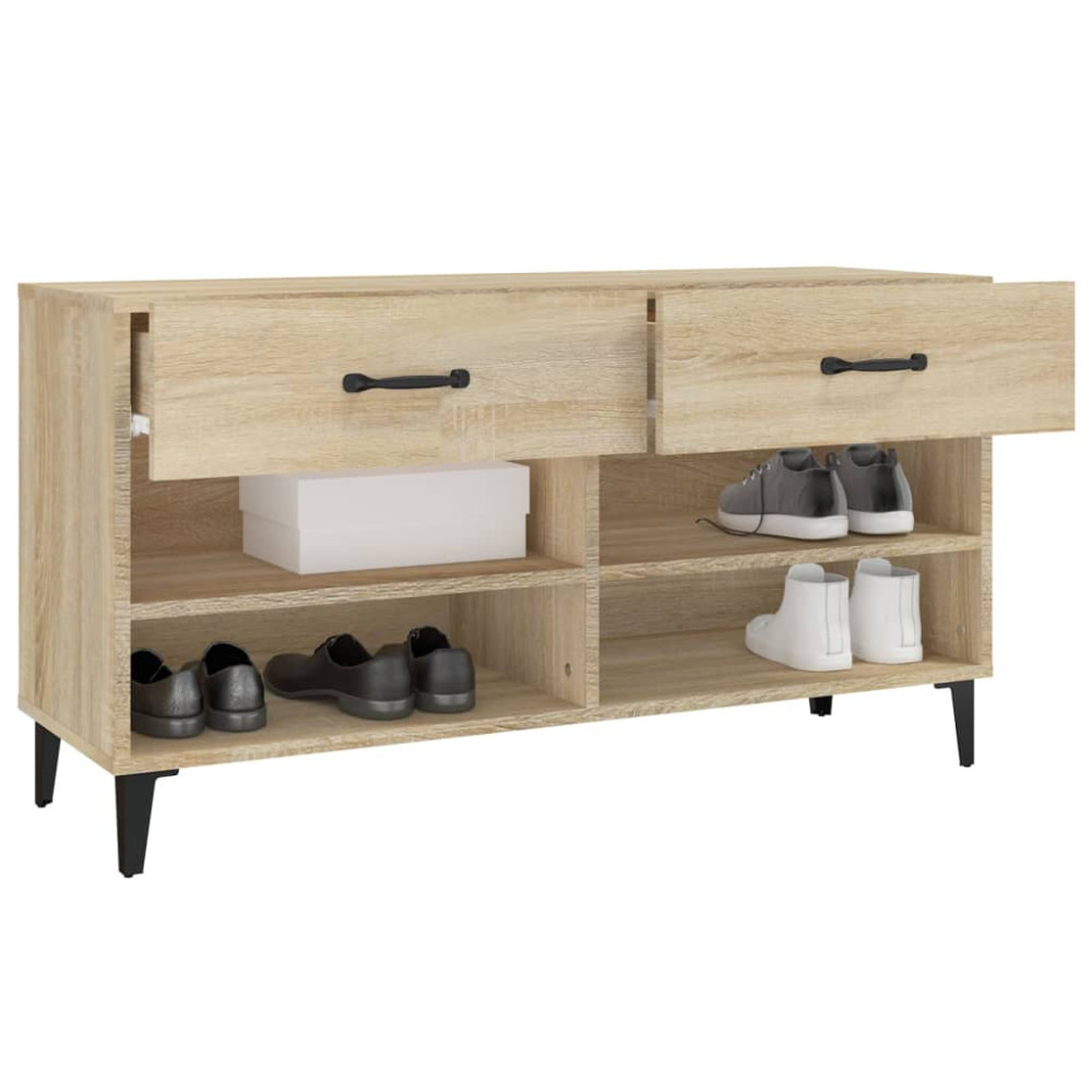 Produktbild för Skoskåp sonoma-ek 102x35x55 cm konstruerat trä