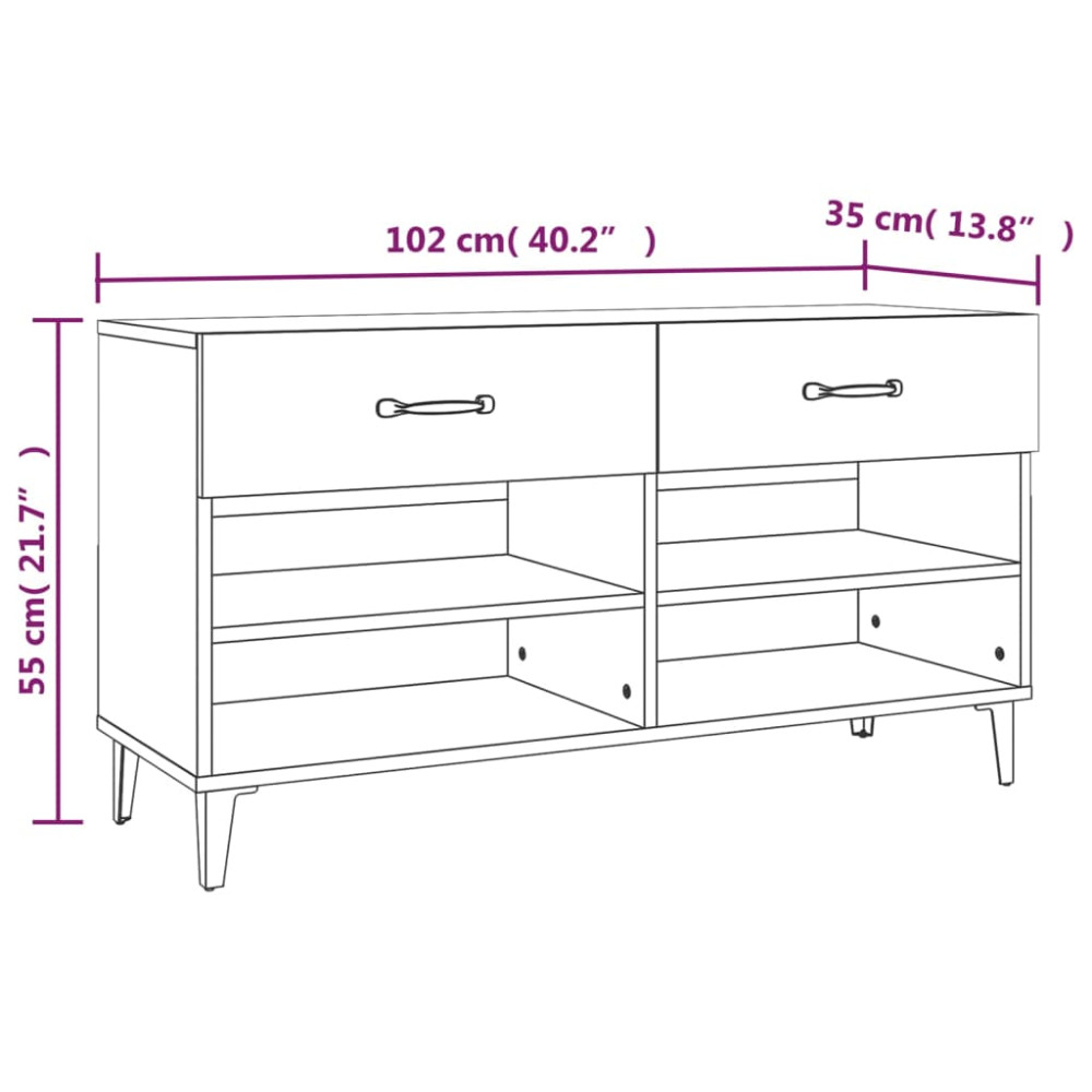 Produktbild för Skoskåp sonoma-ek 102x35x55 cm konstruerat trä