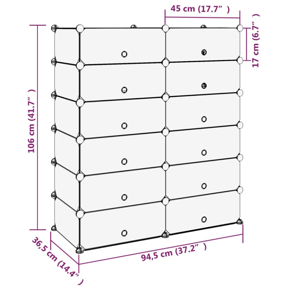 Produktbild för Skohylla transparent 94,5x36,5x106 cm PP