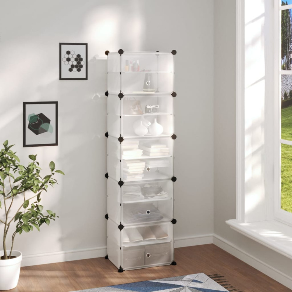 Produktbild för Skohylla transparent 44x31,5x153,5 cm PP