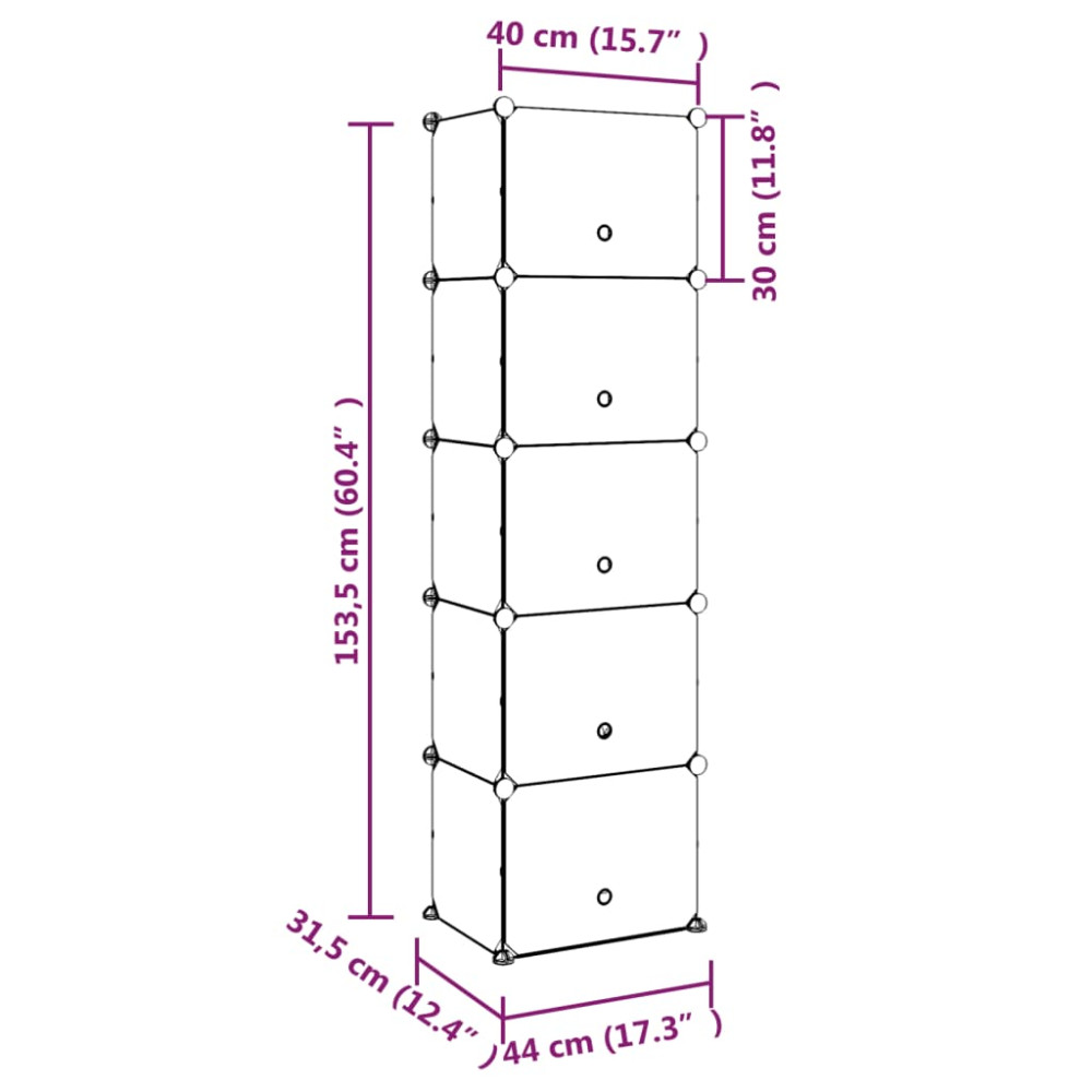 Produktbild för Skohylla transparent 44x31,5x153,5 cm PP