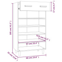 Produktbild för Skoskåp vit 60x35x105 cm konstruerat trä