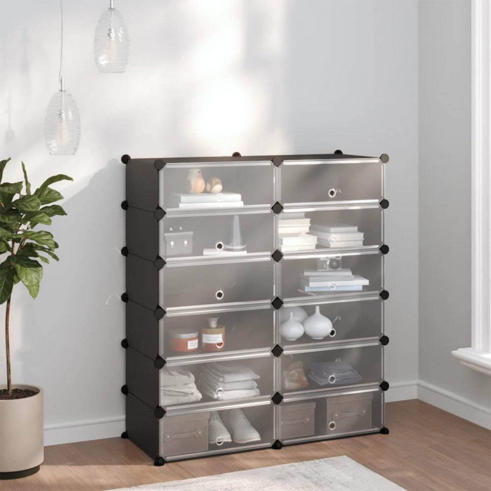 Produktbild för Skohylla svart 94,5x36,5x106 cm PP