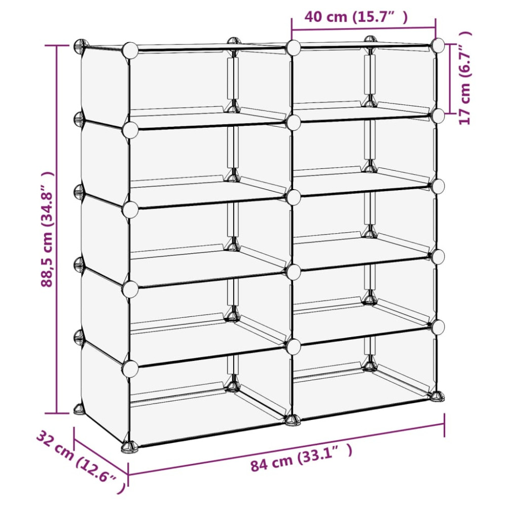 Produktbild för Skohylla transparent 84x32x88,5 cm PP