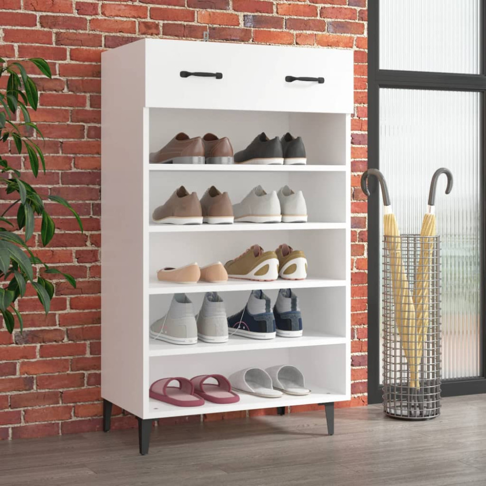 Produktbild för Skoskåp vit 60x35x105 cm konstruerat trä