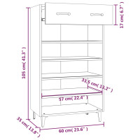 Produktbild för Skoskåp vit 60x35x105 cm konstruerat trä
