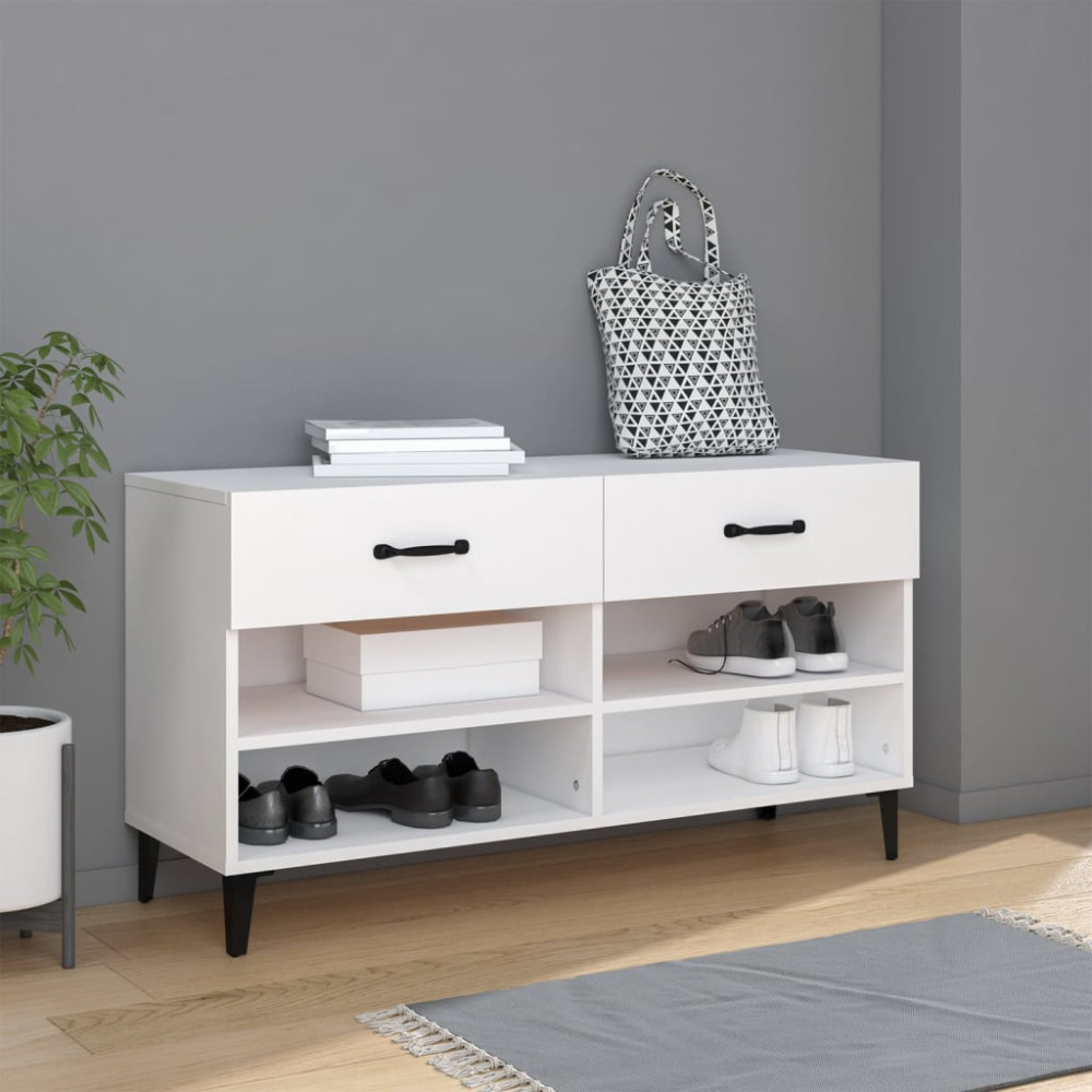 Produktbild för Skoskåp vit 102x35x55 cm konstruerat trä