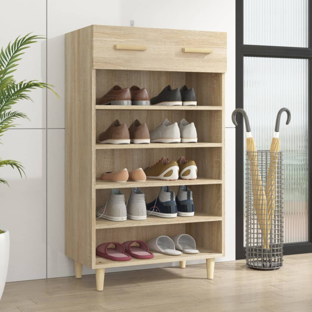 Produktbild för Skoskåp sonoma-ek 60x35x105 cm konstruerat trä