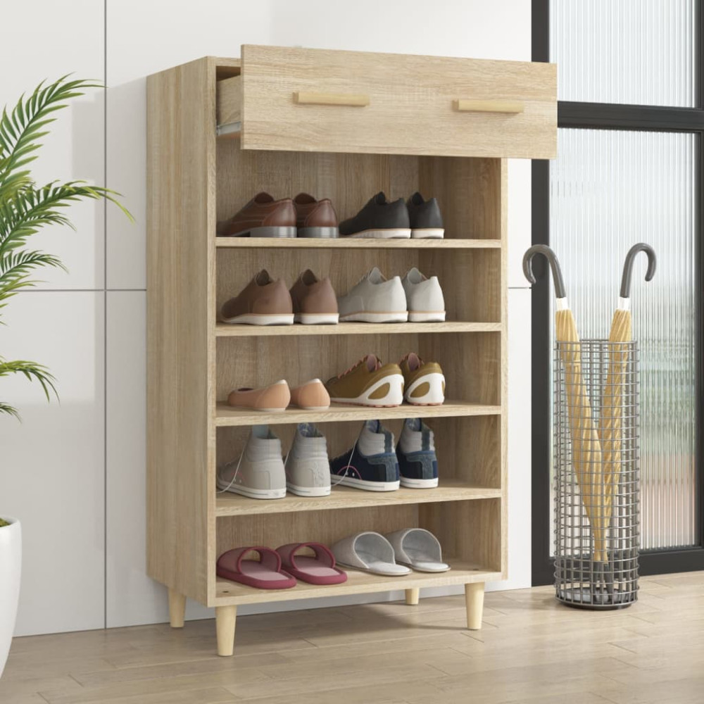 Produktbild för Skoskåp sonoma-ek 60x35x105 cm konstruerat trä