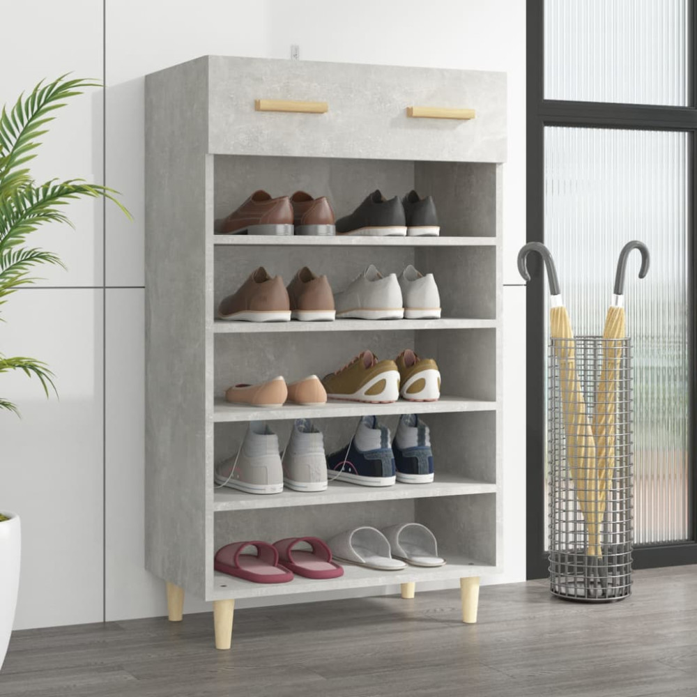 Produktbild för Skoskåp betonggrå 60x35x105 cm konstruerat trä
