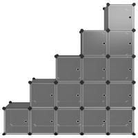 Miniatyr av produktbild för Förvaringskuber stapelbara 15 kuber med dörrar svart PP