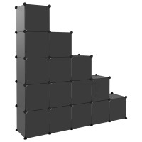 Miniatyr av produktbild för Förvaringskuber stapelbara 15 kuber med dörrar svart PP
