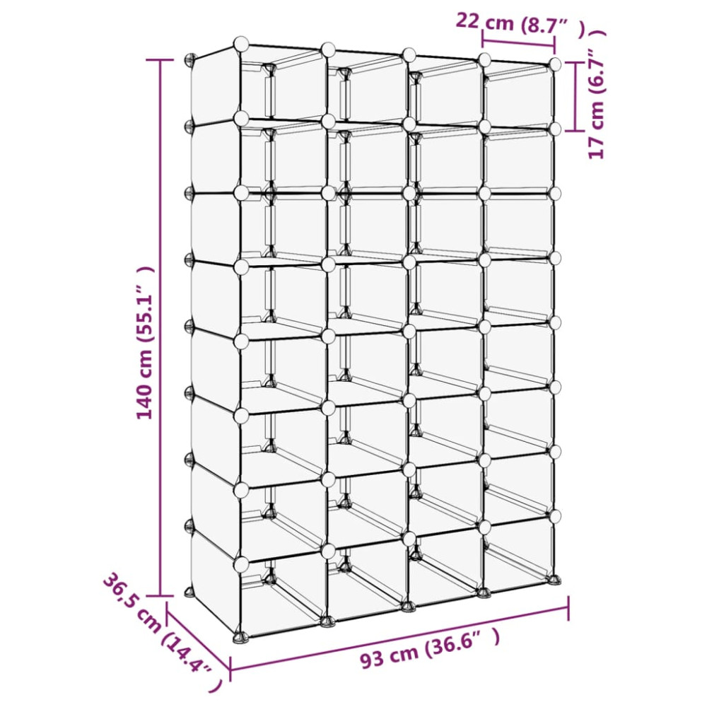 Produktbild för Skohylla transparent 93x36,5x140 cm PP