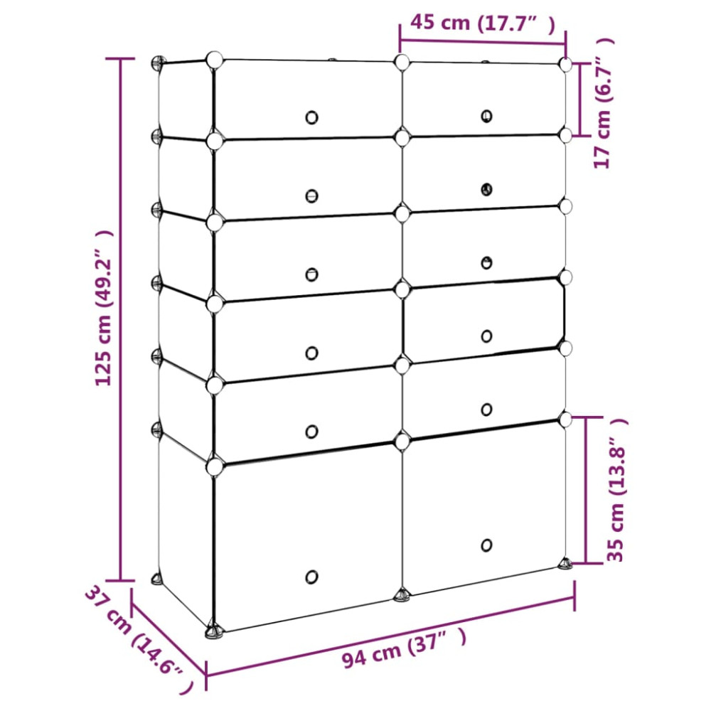 Produktbild för Skohylla svart 94x37x125 cm PP