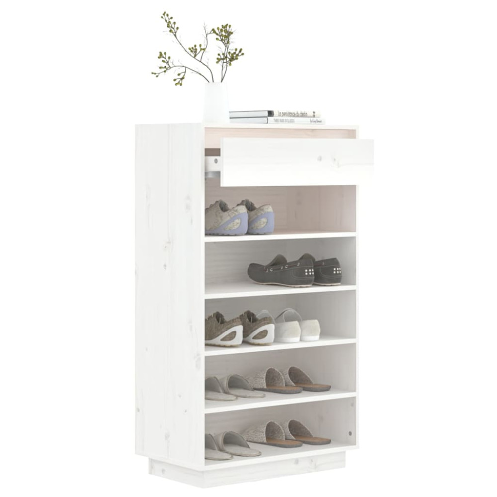 Produktbild för Skoskåp vit 60x34x105 cm massiv furu