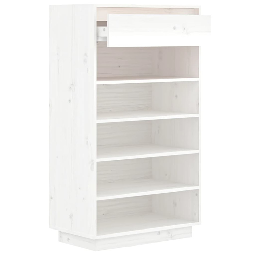 Produktbild för Skoskåp vit 60x34x105 cm massiv furu