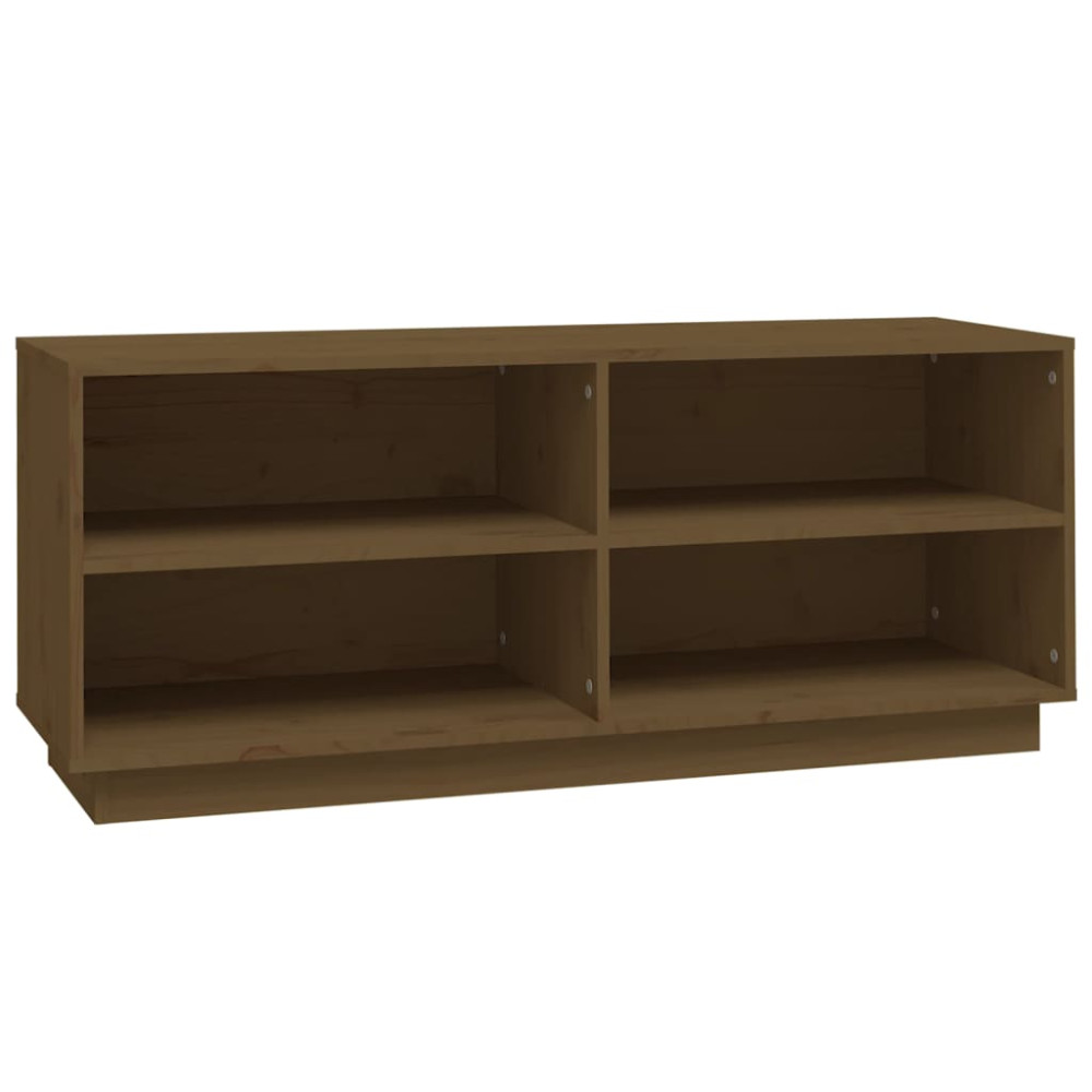 Produktbild för Skoskåp honungsbrun 110x34x45 cm massiv furu