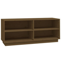 Produktbild för Skoskåp honungsbrun 110x34x45 cm massiv furu