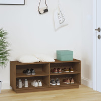 Produktbild för Skoskåp honungsbrun 110x34x45 cm massiv furu