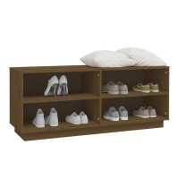 Produktbild för Skoskåp honungsbrun 110x34x45 cm massiv furu