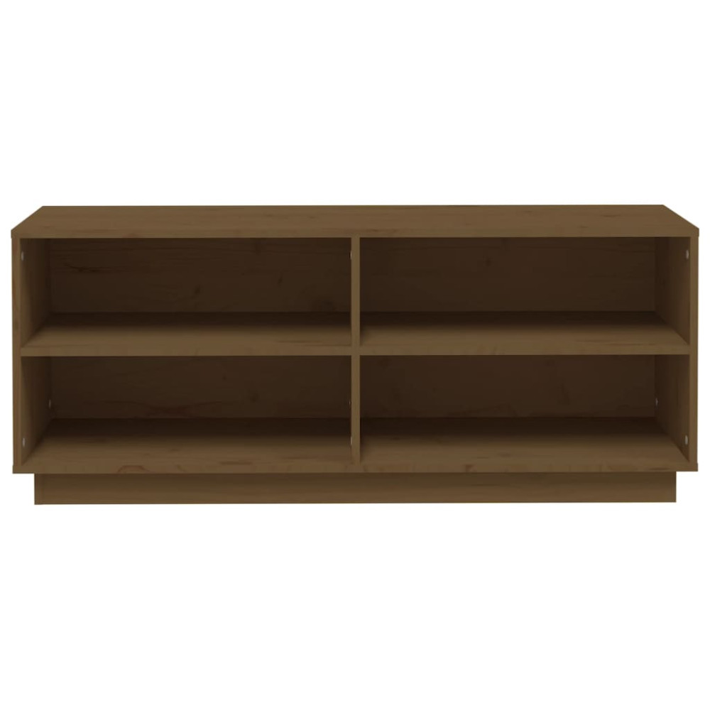 Produktbild för Skoskåp honungsbrun 110x34x45 cm massiv furu