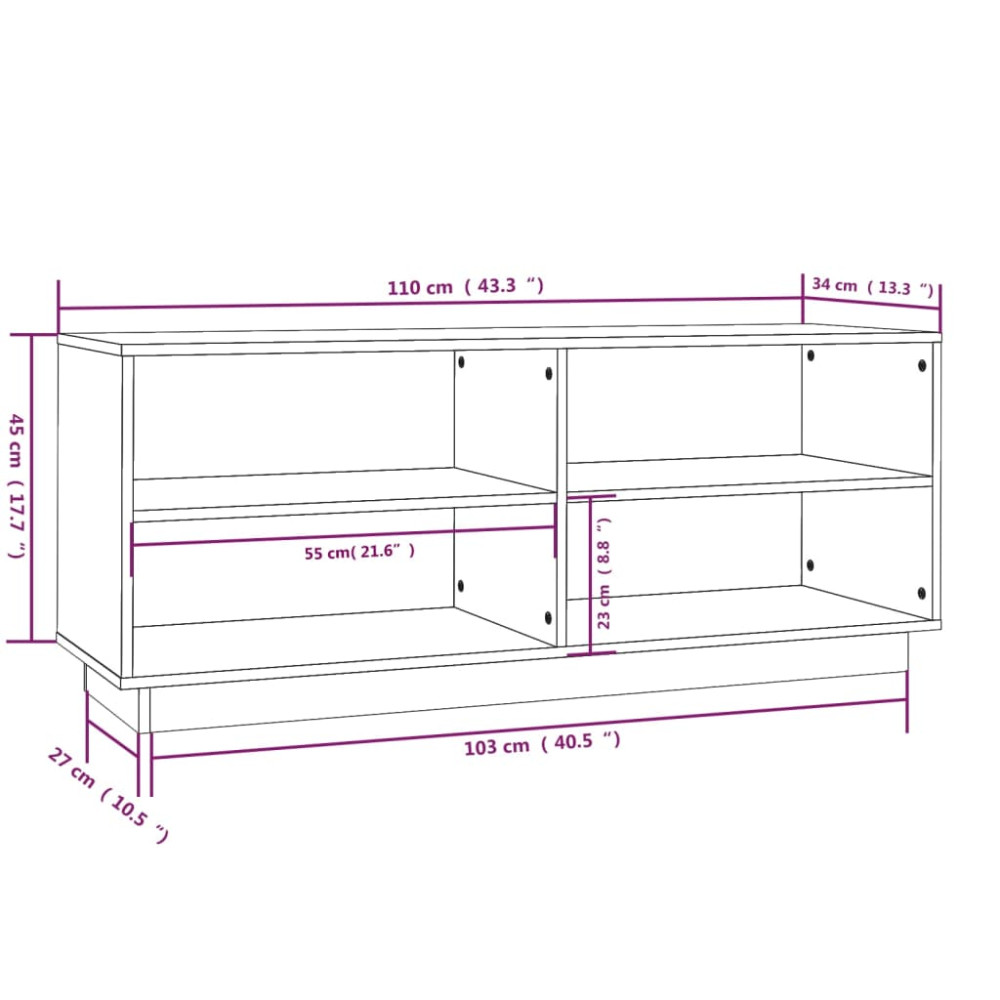 Produktbild för Skoskåp honungsbrun 110x34x45 cm massiv furu