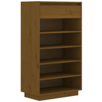 Produktbild för Skoskåp honungsbrun 60x34x105 cm massiv furu