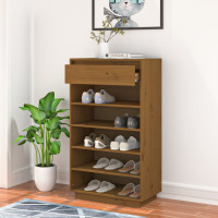 Produktbild för Skoskåp honungsbrun 60x34x105 cm massiv furu