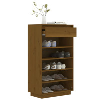 Produktbild för Skoskåp honungsbrun 60x34x105 cm massiv furu